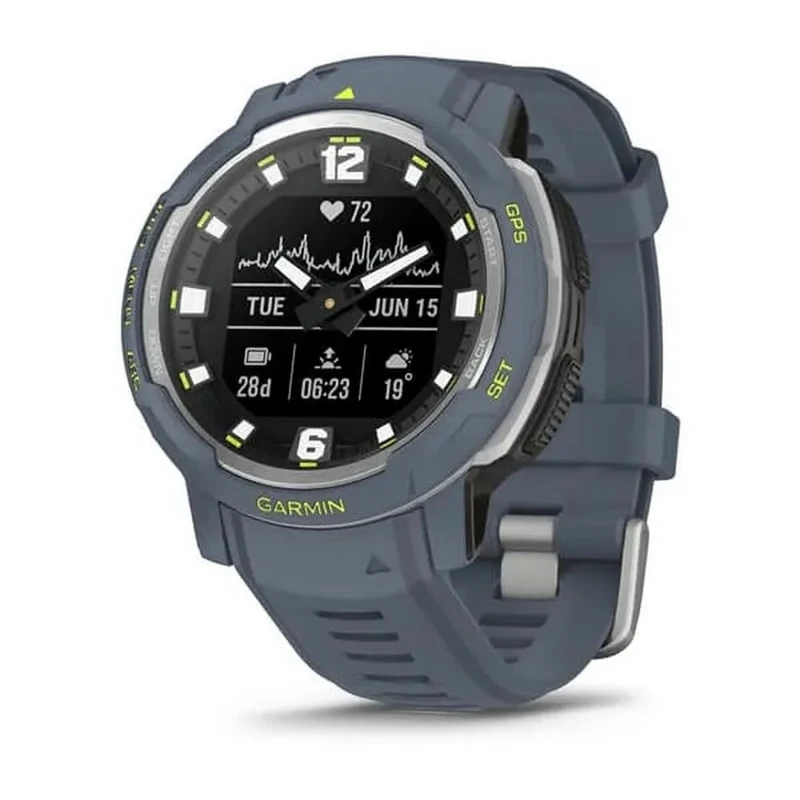 Garmin Instinct Crossover, Hybrid Rugged Smartwatch, Analogue Hands and Digital Display, Ultratough Design Features, Thermal and Shock Resistant, up to 28 days battery life, Blue Granite