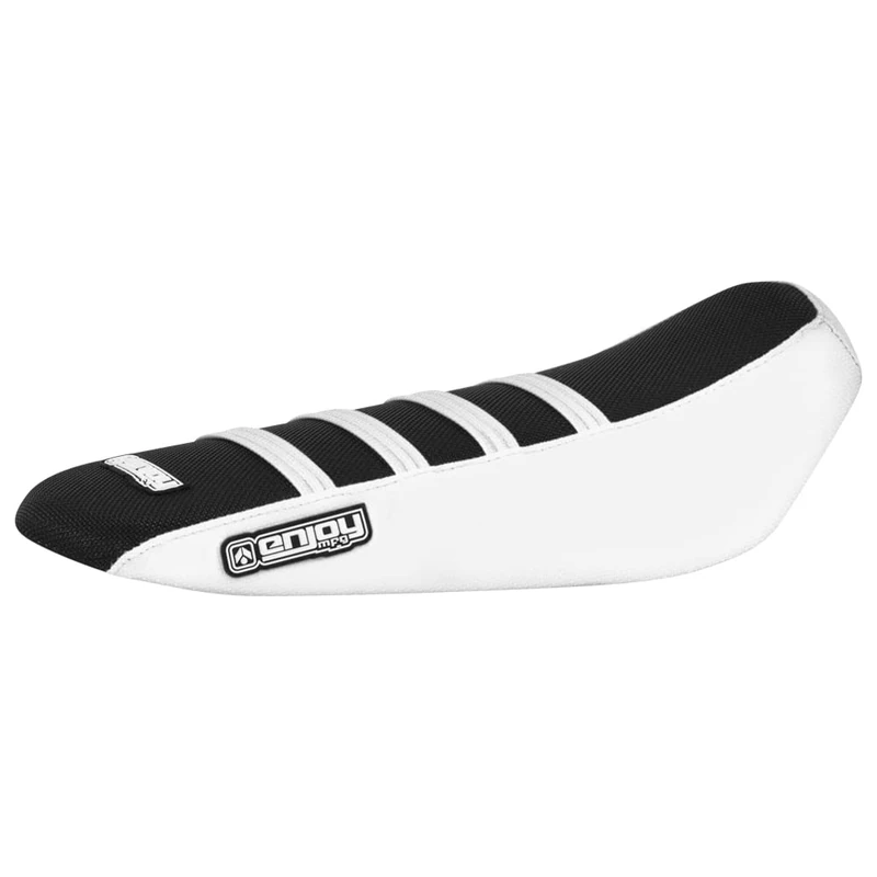 Enjoy MFG Ribbed Seat Cover - Compatible Fit for Sur Ron Sur-Ron Light Bee MX & X E-Bike #349 (White & Black w/White Ribs)