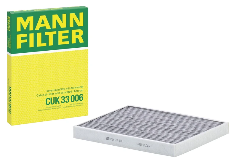 MANN-FILTER CUK 33 006 Cabin Air Filter - Pollen Filter with Activated Carbon - for Cars + Transporters