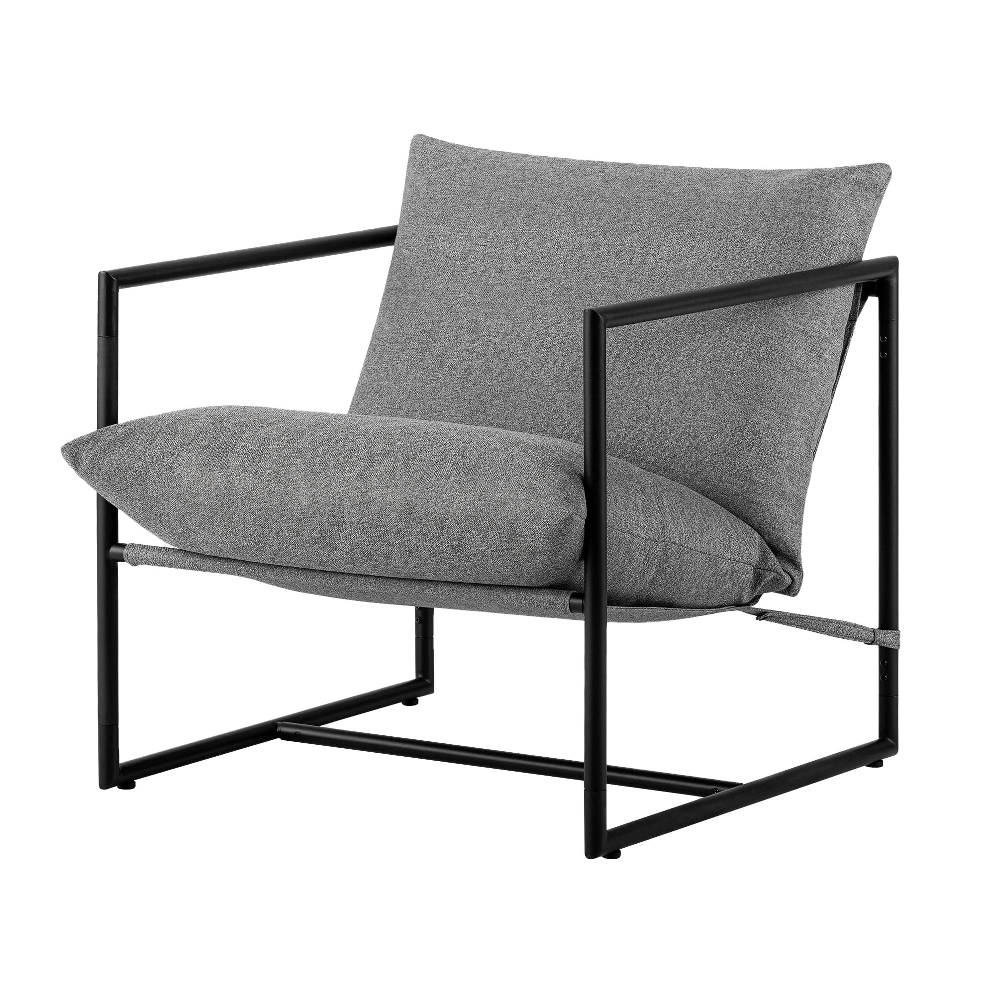 Zinus Aidan Sling Accent Chair, Light Grey - Metal Frame Armchair with Foam Cushioning - Easy to Assemble