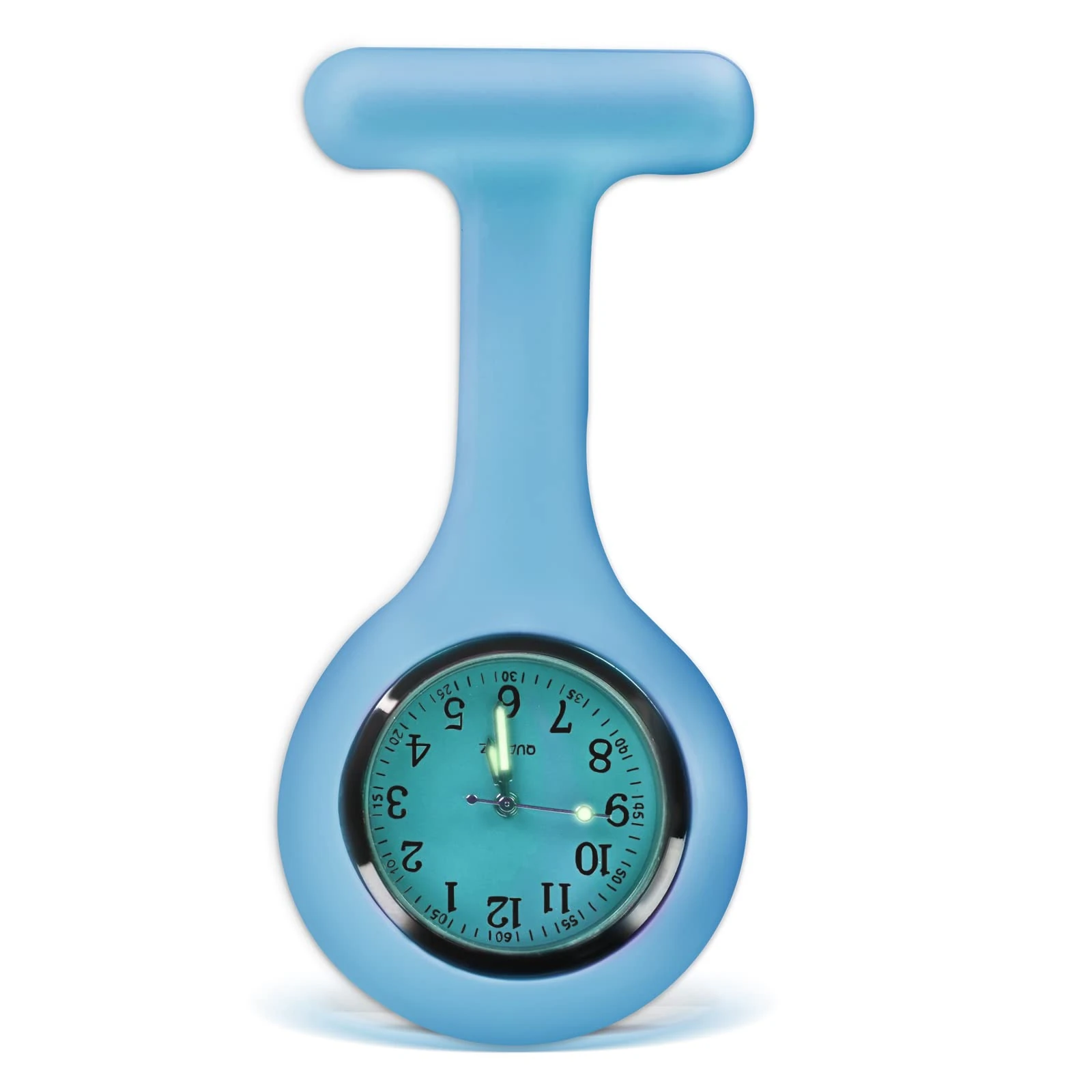 Nurse Watch Brooch, Silicone with Pin/Clip, Glow in Dark Design, Health Care Nurse Doctor Paramedic Medical Brooch Fob Watch (Blue)