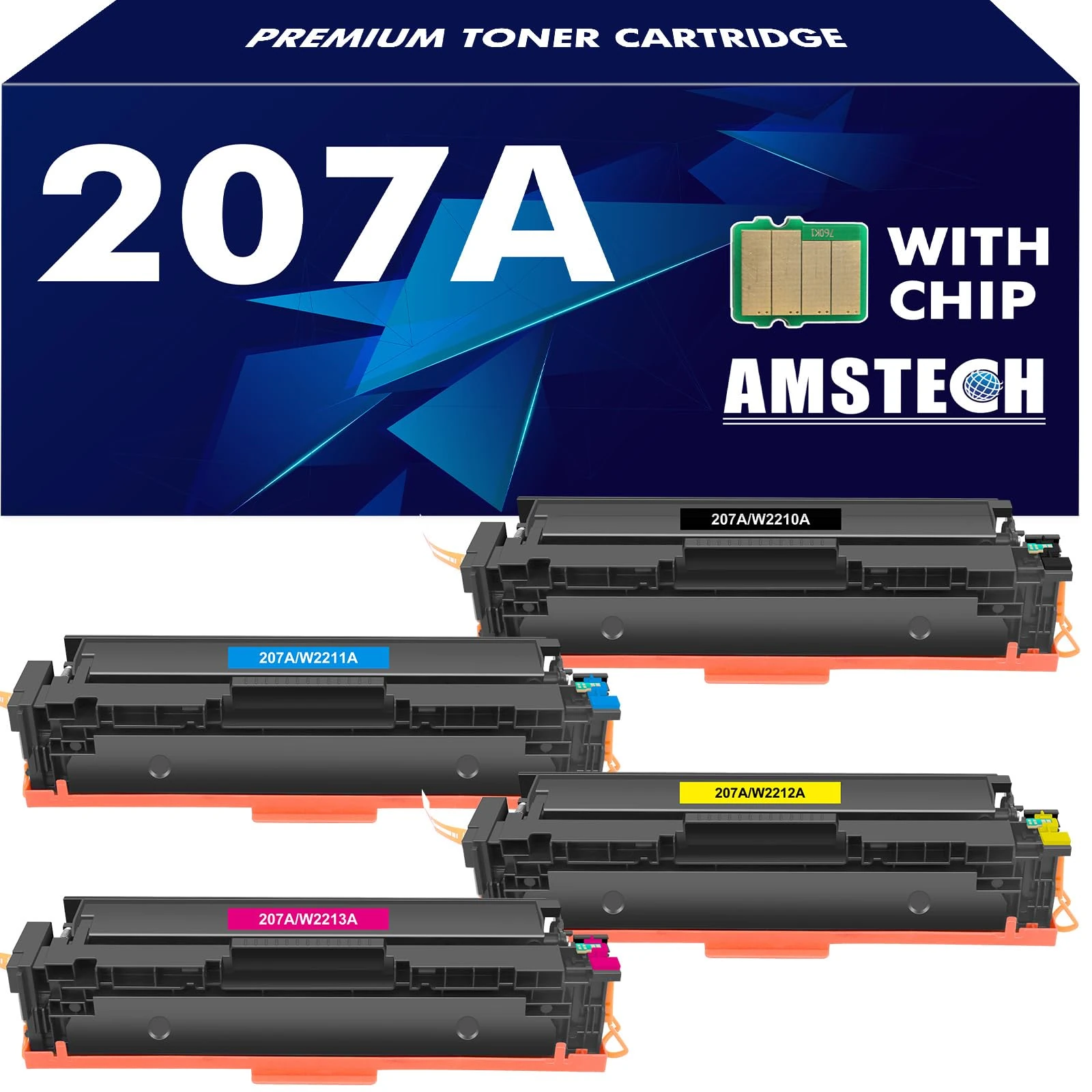 207A 207X M283fdw Toner Cartridge With Chip Multipack for HP Color LaserJet Pro MFP M283fdw M255dw M283fdn M282nw M255nw W2210A W2211A W2212A W2213A Ink - Black Cyan Yellow Magenta