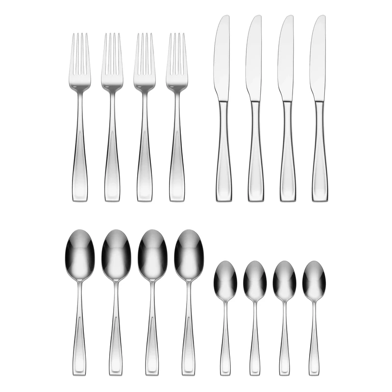 Oneida Moda 16-piece Stainless Steel Cutlery Set, Heavy Weight & Mirror Finish, Rust Resistant & Dishwasher Safe, Includes 4 Dinner Knives, 4 Table Forks, 4 Dessert Spoons & 4 Tea Spoons