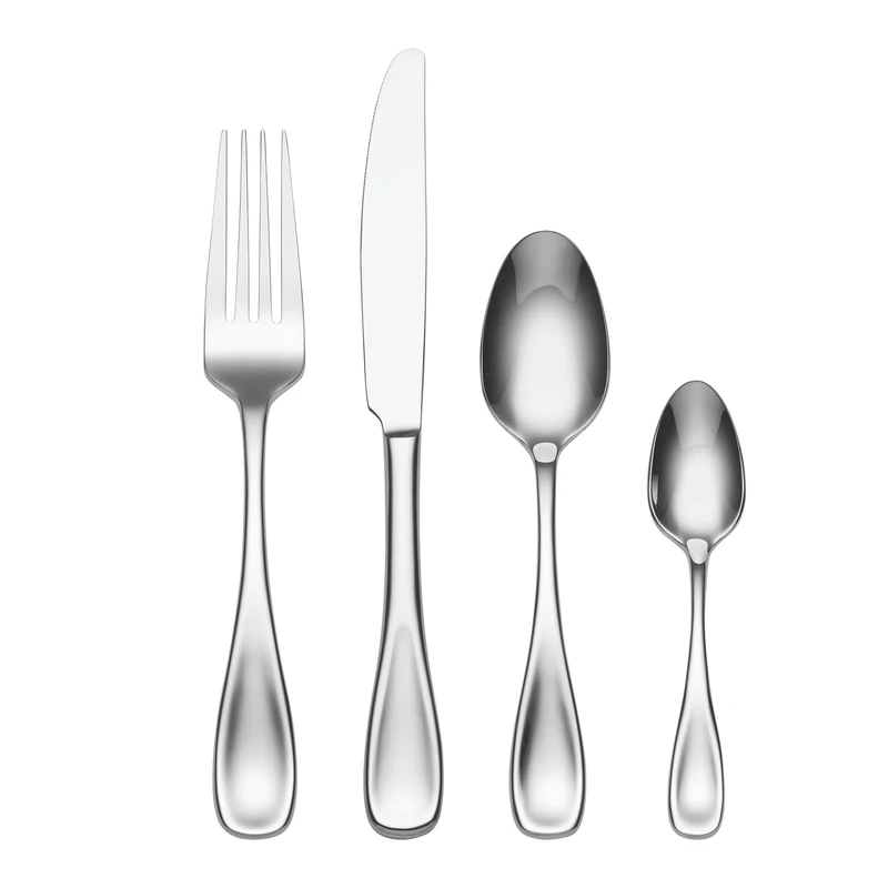 Oneida Voss 24 Piece Cutlery Set - Stainless Steel Cutlery Set for 6, Heavy Weight & Mirror Finish, Rust Resistant & Dishwasher Safe Flatware, Silver