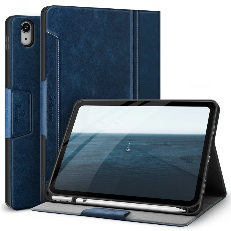 Antbox Case for iPad (A16) 11th Generation 11'' 2025/ iPad 10th Generation 10.9'' 2022 with Built-in Pencil Holder Auto Sleep/Wake Function PU Leather Smart Cover (Blue)