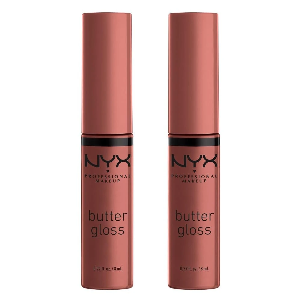 NYX Professional Makeup Butter Gloss, Non-Sticky Lip Gloss, Praline & Praline, Duo Pack