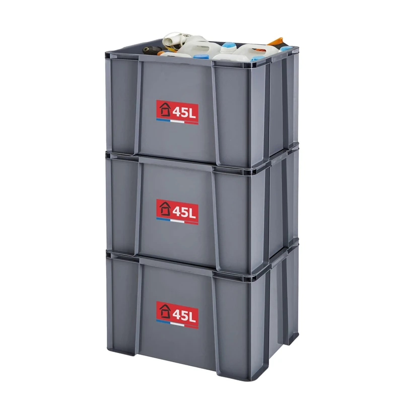 Sundis set of 3 MASTER BOX, 45L - Modular and stackable - Anthracite grey