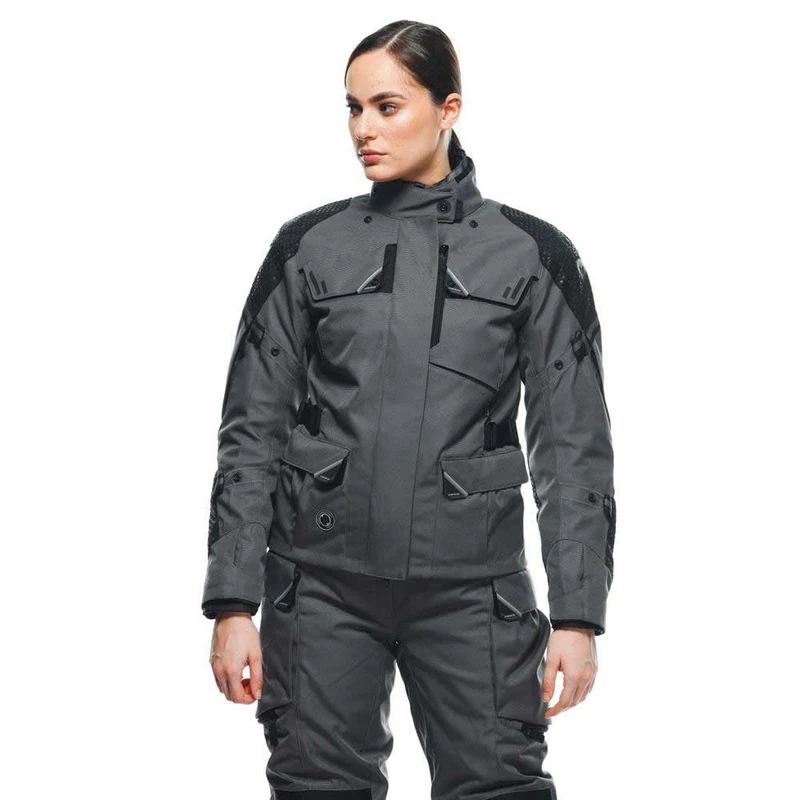 Dainese - Ladakh 3L D-Dry Lady Jacket, Waterproof Motorcycle Touring Jacket, Protections On Shoulders And Elbows, 4 Seasons, Women's Motorcycle Jacket, Iron-Gate/Black, 42