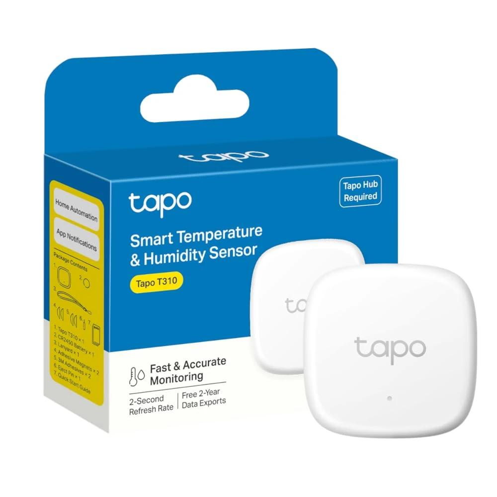 Tapo T310 Smart Humidity Meter, Room Thermometer, Hygrometer, Room Thermometer Indoor, Humidity Sensor, Room Temperature Monitor, Real-Time Notifications, Free 2-Year Data Storage, 2-Year Battery Life