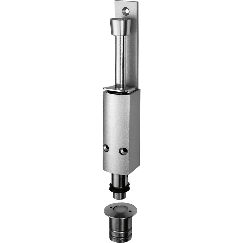 KWS 124202 Silver Door Stop with Floor Bushing 60 mm Aluminium Varnished/Stainless Steel