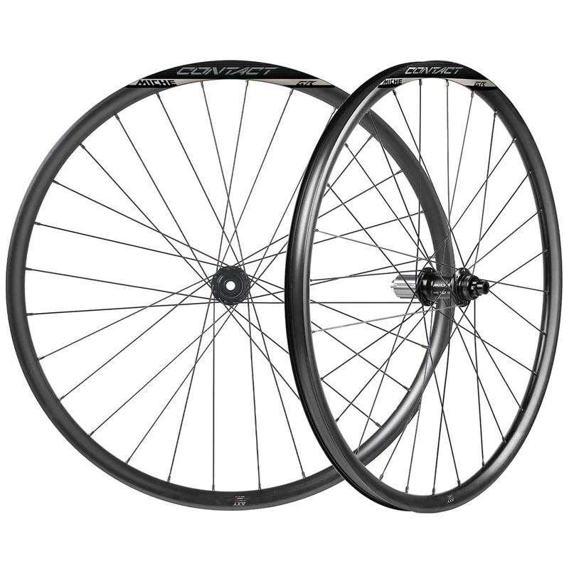 MICHE Contact GR Disc Brake Gravel Wheelset, Black, 622-24C, Compatible with Shimano HG Cassettes