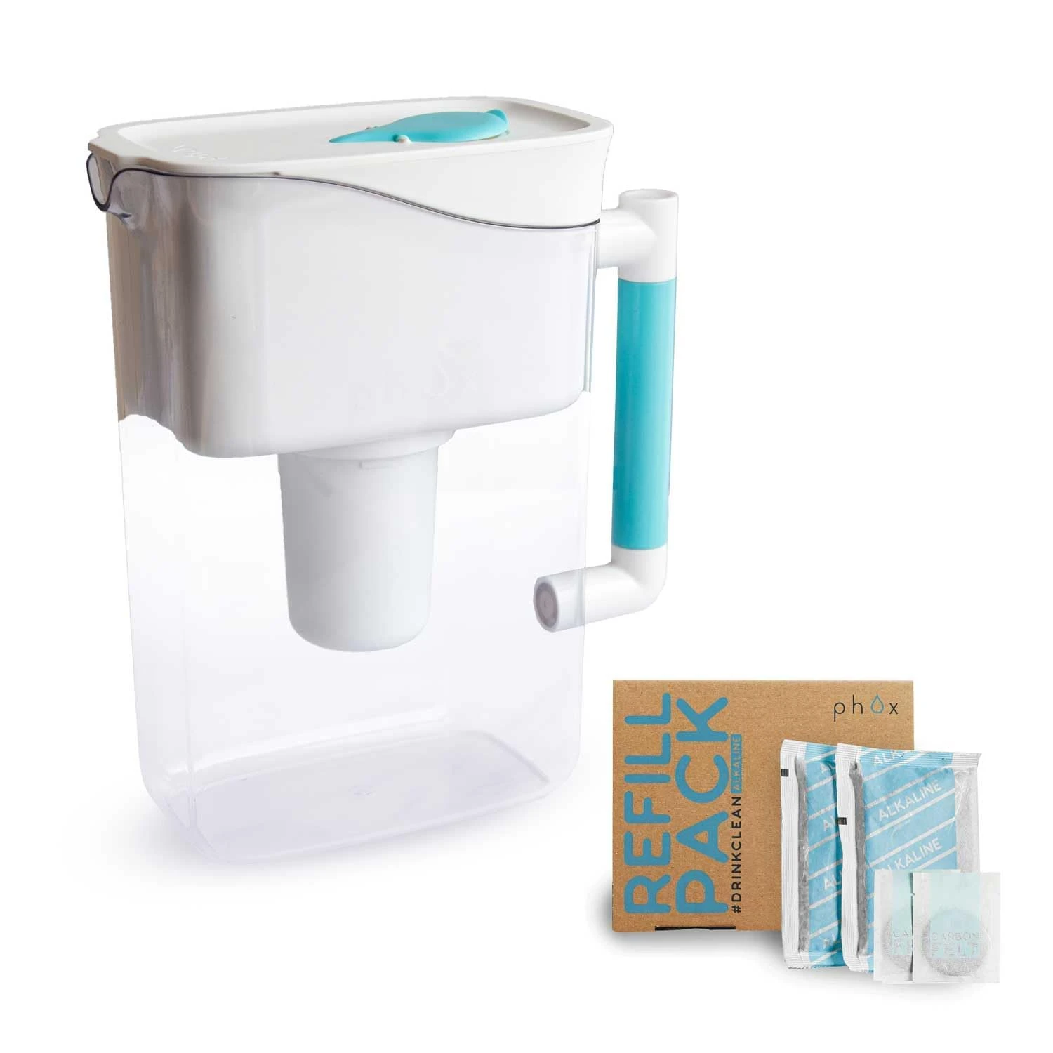 Phox Wave 2.8L Water Filter Jug, Adds Magnesium and Alkalinity, Filtered Mineral Rich Water, Refillable Eco Cartridge, BPA Free