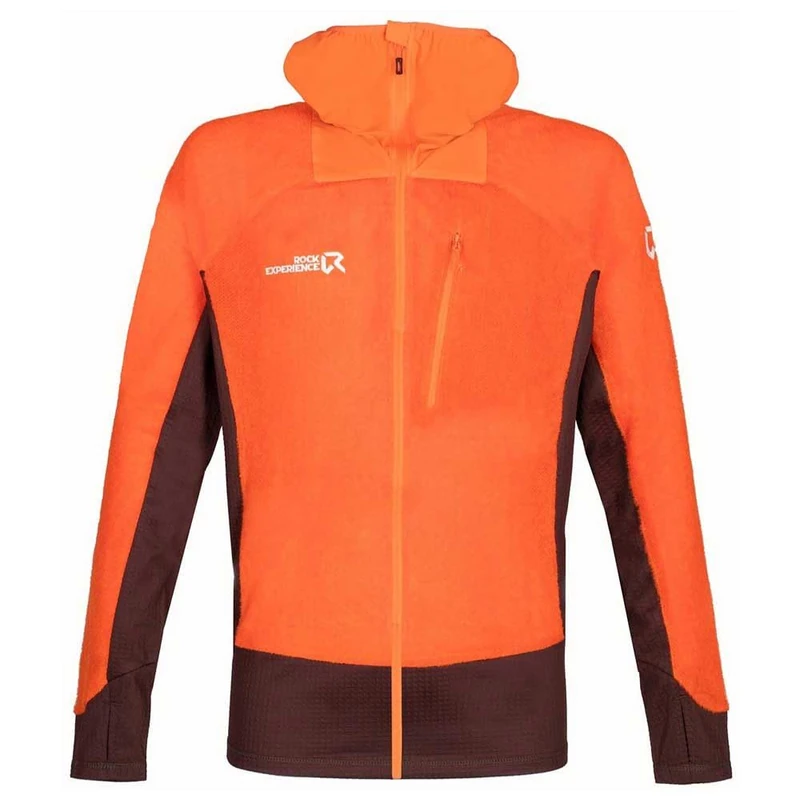 ROCK EXPERIENCE REMC02211 PINNACLE HOODIE FZ Jacket Men 0630 FLAME+0413 BITTER CHOCOLATE L