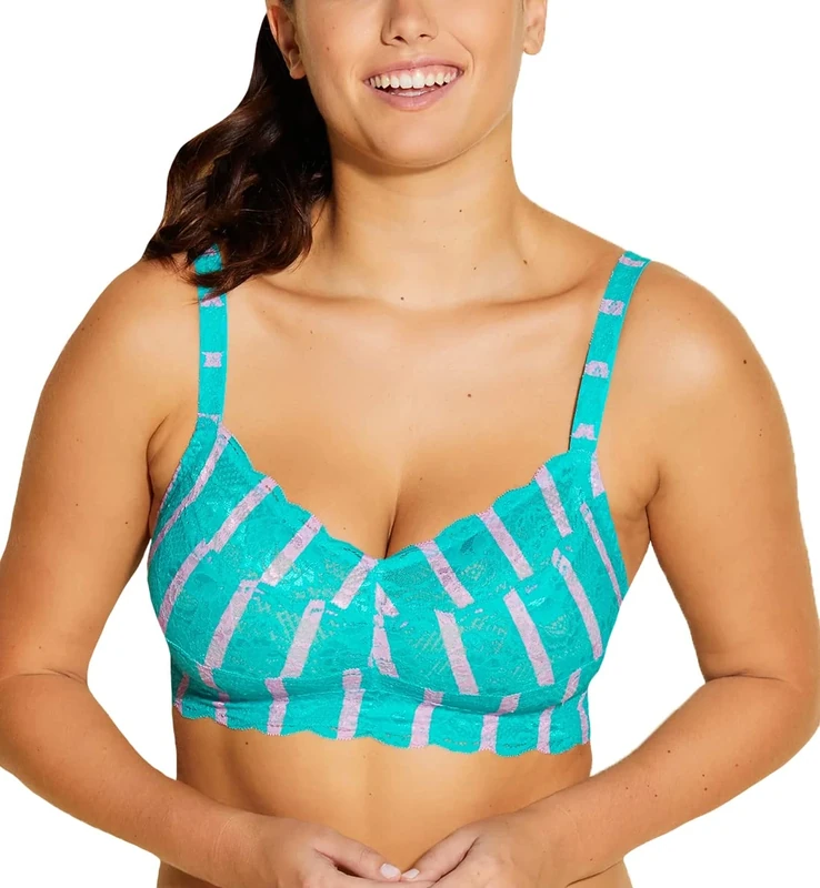 Cosabella Women's Say Never Printed Curvy Sweetie Bralette, Andaman Strip, XL