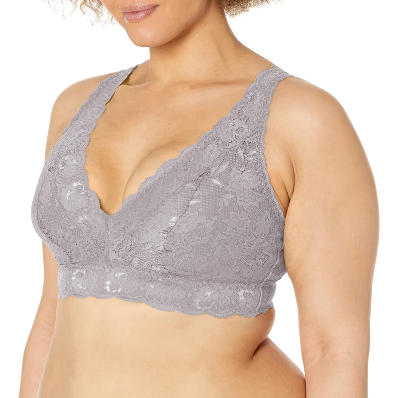 Cosabella Women's Say Never Super Curvy Plungie Longline Bralette, Varanasi Gray, S
