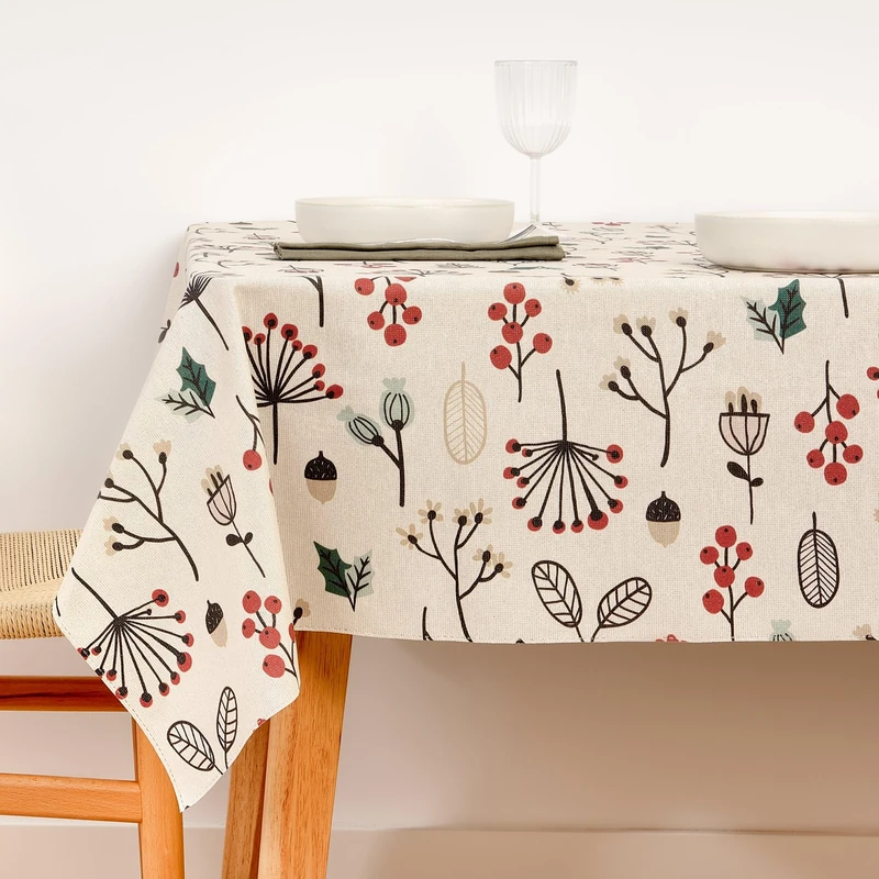BELUM | Christmas Tablecloth 200 x 140 cm Resin Stain Resistant Merry Christmas 44 Lurex