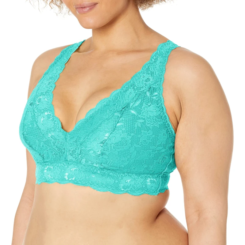 Cosabella Women's Say Never Super Curvy Plungie Longline Bralette Plunge Bra, Opaque, Andaman Sea, S