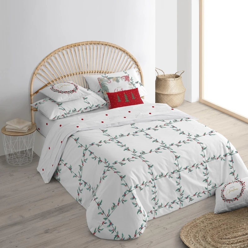 BELUM | Velvet Duvet Cover with Buttons White Christmas 1 180 (260 x 240) - Image 1