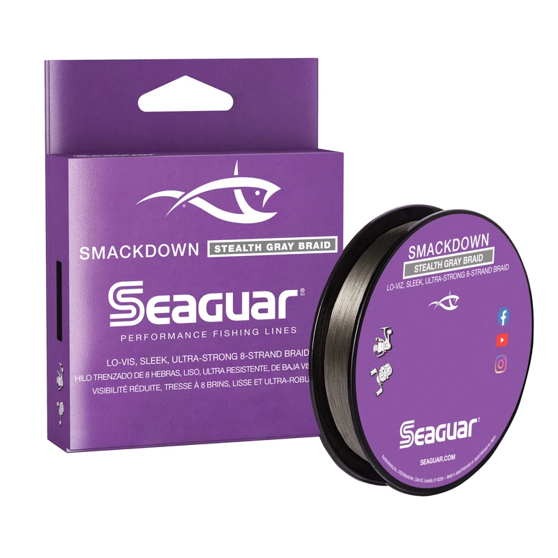 Seaguar Smackdown 100% Fluorocarbon Fishing Line - Stealth Gray Braid, 20lb Break Strength, 300yds - 20SDSG300