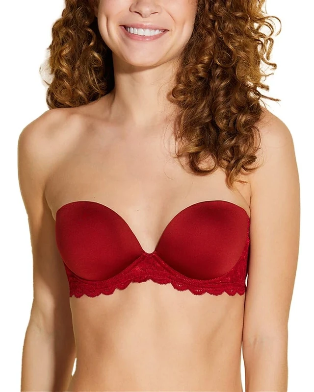 Cosabella Women's Say Never Strapless Plungie Bra Plunge, Opaque, Sindoor Red, 32D