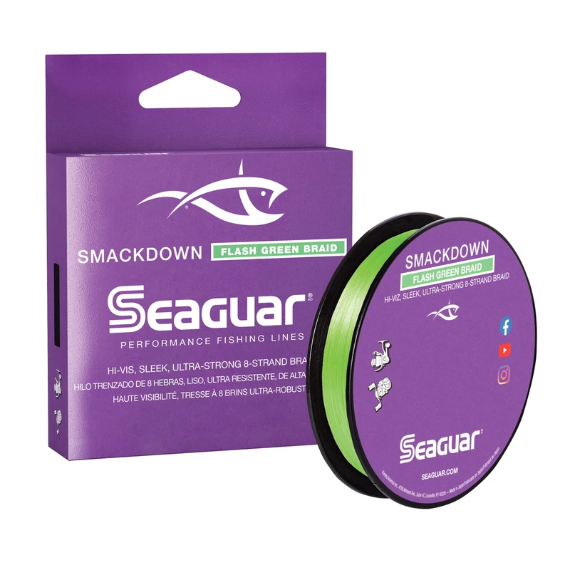 Seaguar Smackdown High Visibility Braided Fishing Line, 50lb Break Strength, 300yds, Flash Green - 50SDFG300