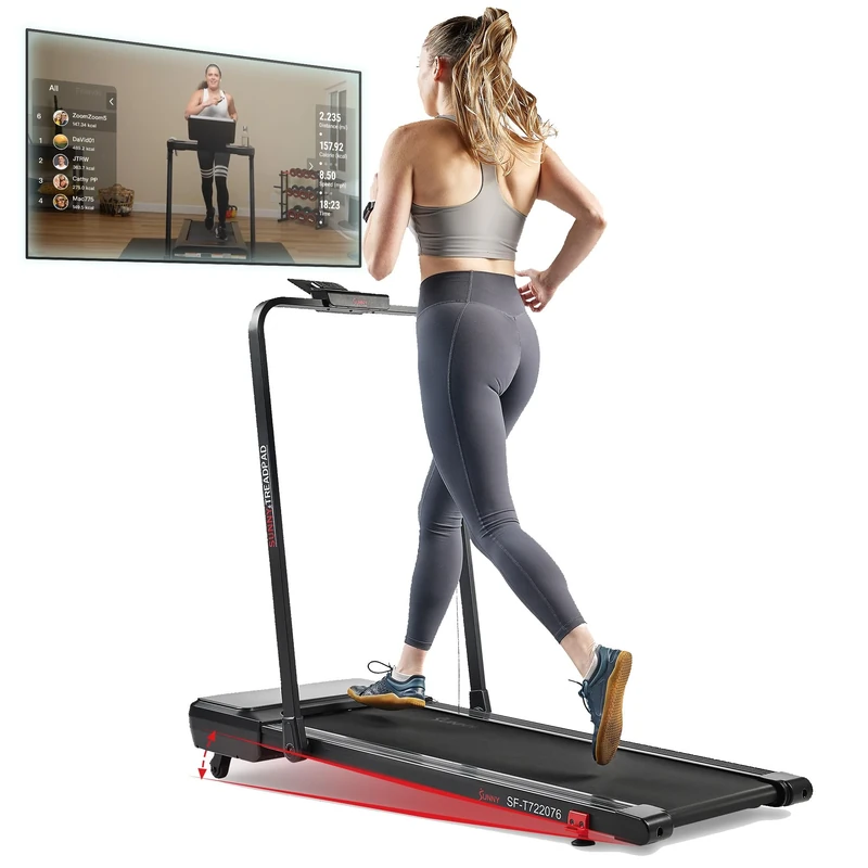 Sunny Health & Fitness Treadpad Pacer Dual Mode Walking/Running Treadmill with 6-Level Auto Incline, Remote Control & Exclusive SunnyFit App Enhanced Bluetooth Connectivity - SF-T722076
