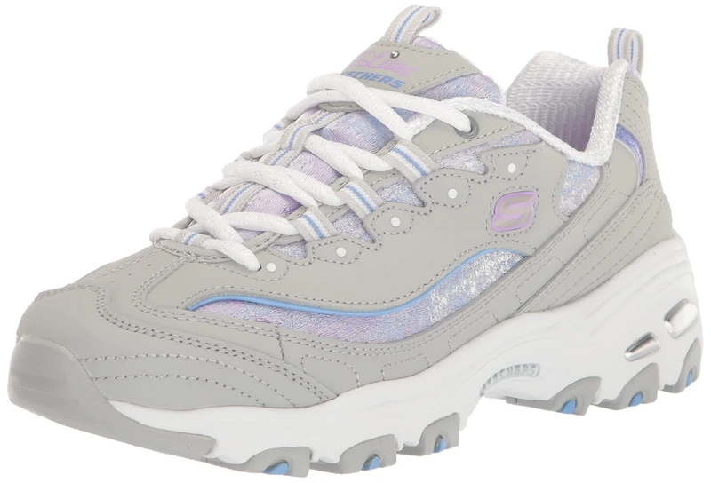 Skechers Women's D'Lites-Splendid Journey Sneaker, Lgmt Light Grey Multicolor, 3 UK