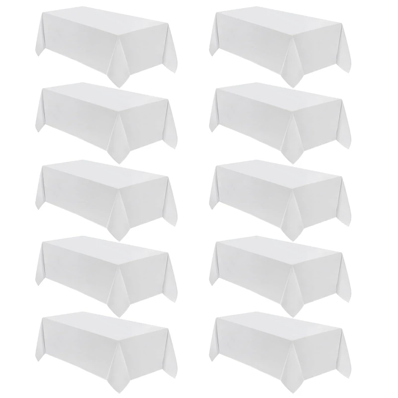 Vidafete 10 Pack 90*132inch Rectangle Tablecloth Polyester Table Cloth，Stain Resistant and Wrinkle Polyester Dining Table Cover for Kitchen Dinning Party Wedding Rectangular Tabletop Decoration(White)