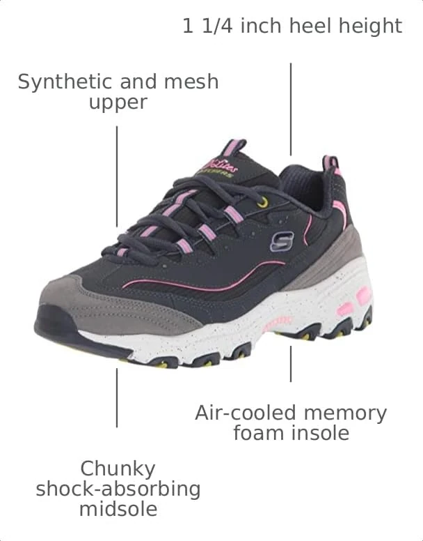 Skechers Women's D'Lites Sneaker, Navy/Multi, 2.5 UK
