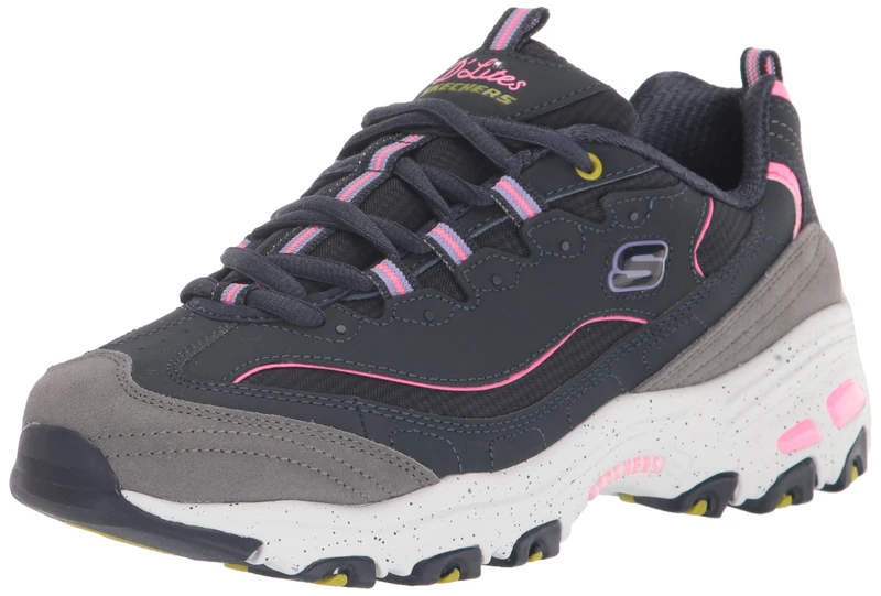 Skechers Women's D'Lites Sneaker, Navy/Multi, 3.5 UK