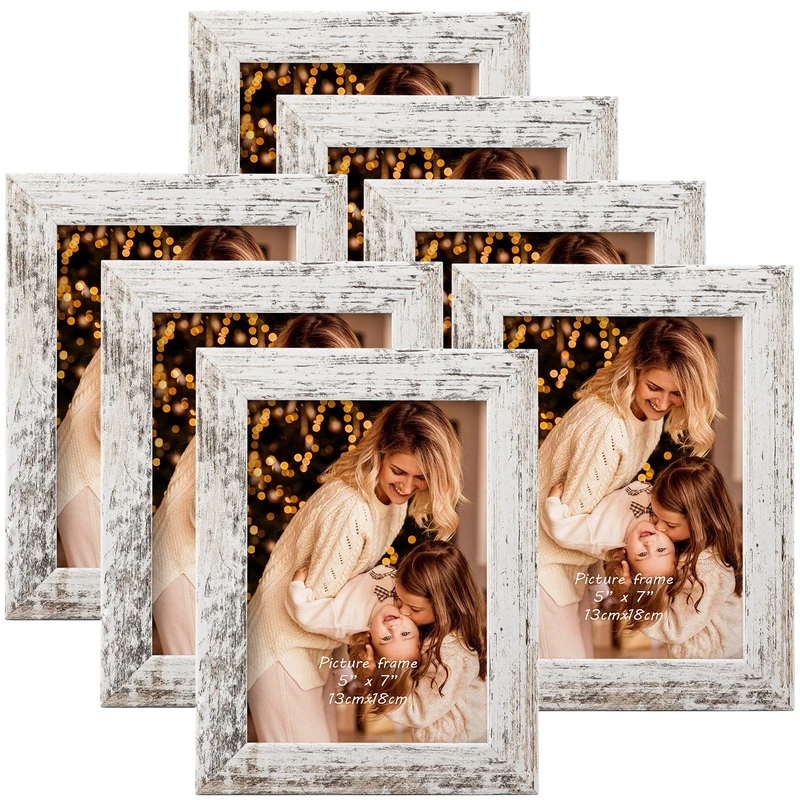 PETAFLOP Set of 7 Picture Frames 13 x 18 cm, Vintage White, Wall and Table Picture Frame, Suitable for Use in Homes, Offices and More
