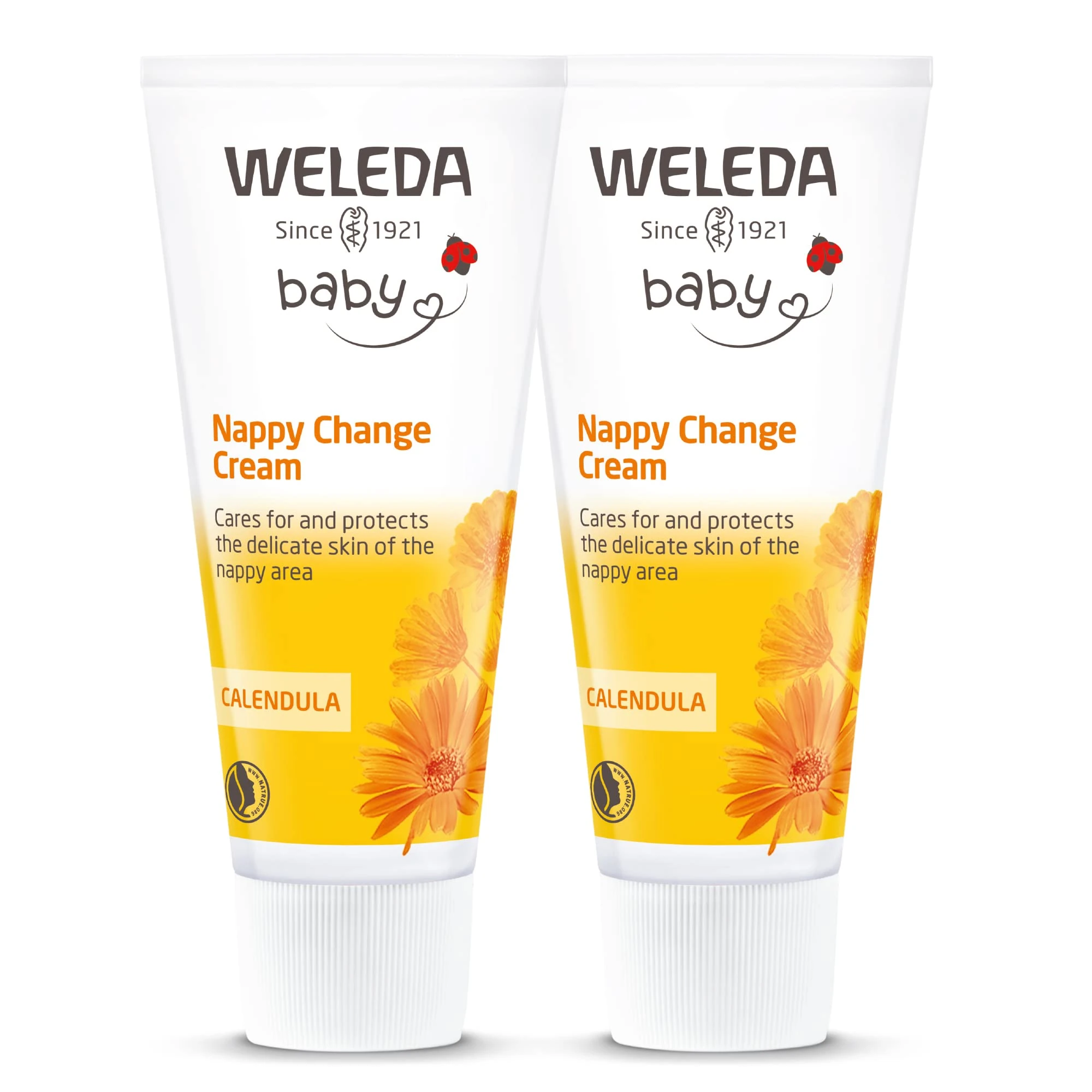 Weleda Nappy Cream with Calendula - 2 pack, Barrier Cream for Baby, Lanolin, Dermatologically Tested, Gentle Protection, 100% Certified Natural, 75 ml
