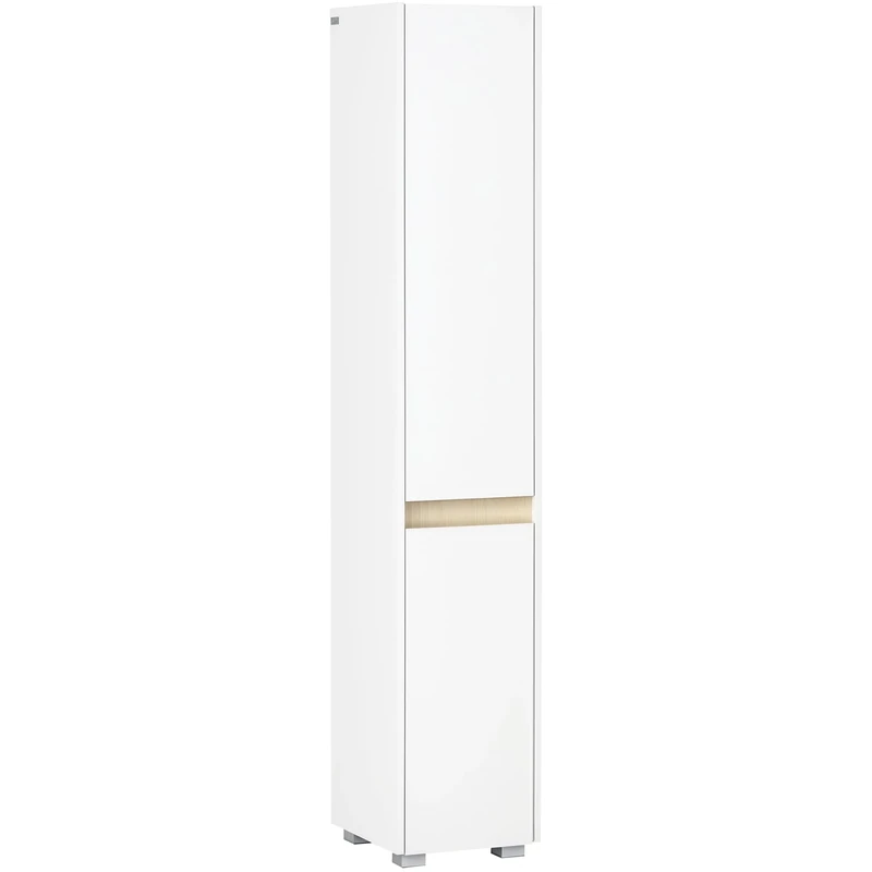 kleankin Tall Bathroom Cabinet with Adjustable Shelves, 5-Tier Modern Freestanding Tallboy with Storage Cabinets, White