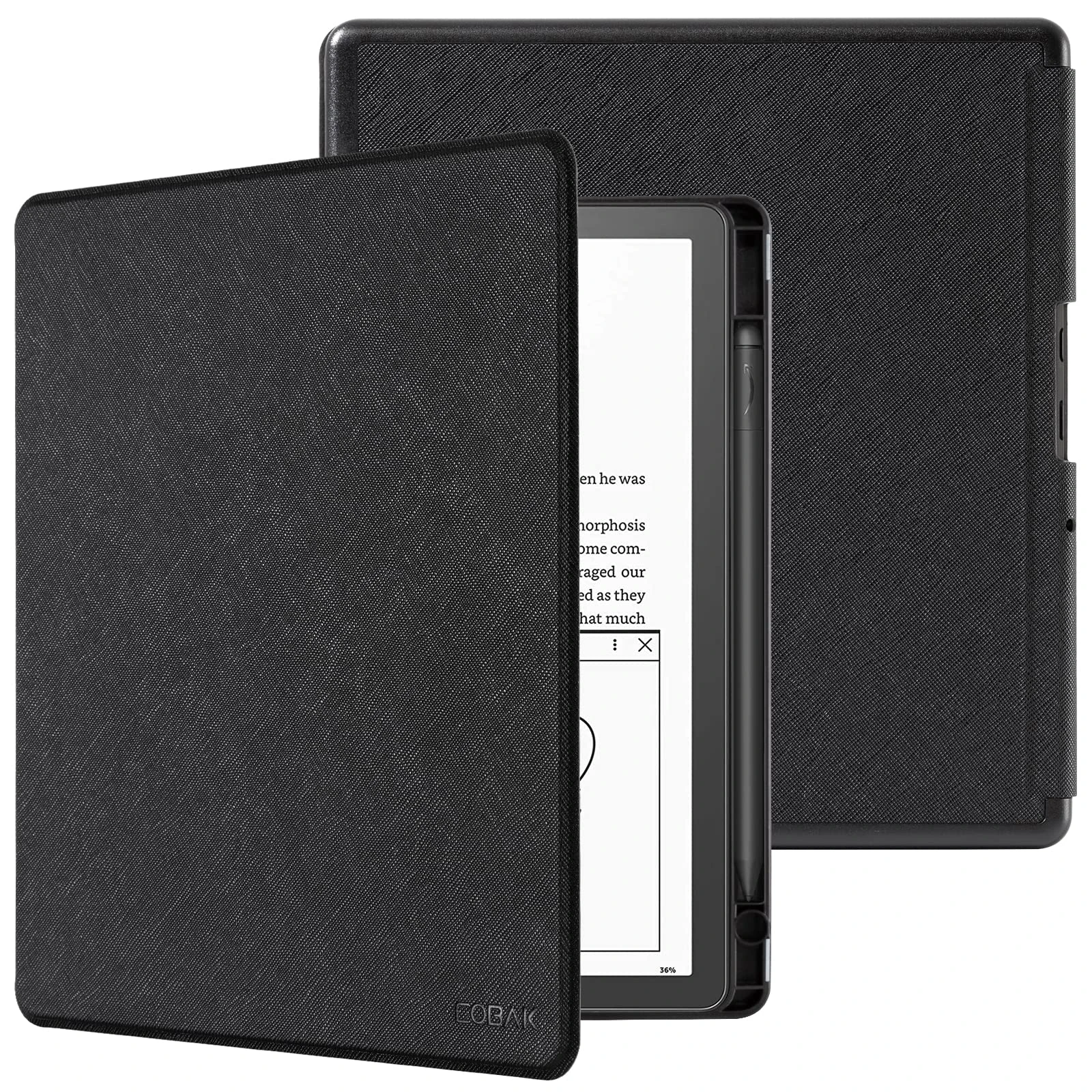 CoBak Case for New Kindle Scribe 2024 (Also 2022) Released - PU Leather Cover with Auto Sleep Wake Feature for Kindle Scribe Signature 10.2" with Pencil Holder, Black
