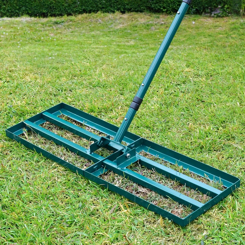 Signstek Lawn Leveling Rake, Stainless Steel Lawn Leveler with 30” x 10” Ground Plate, 76.7” Adjustment Long Handle, Level Lawn Tool for Grass, Golf Field, Garden, Level Soil