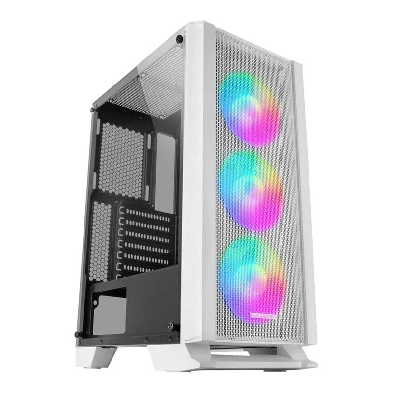 Mars Gaming MC-C White, PC ATX Case, Metal-Mesh Front Panel, Tempered Glass Window, 3 Front FRGB 120mm Fans