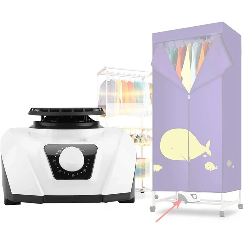 JHLP 1200W Electric Clothes Dryer - Portable, Energy Class A, White