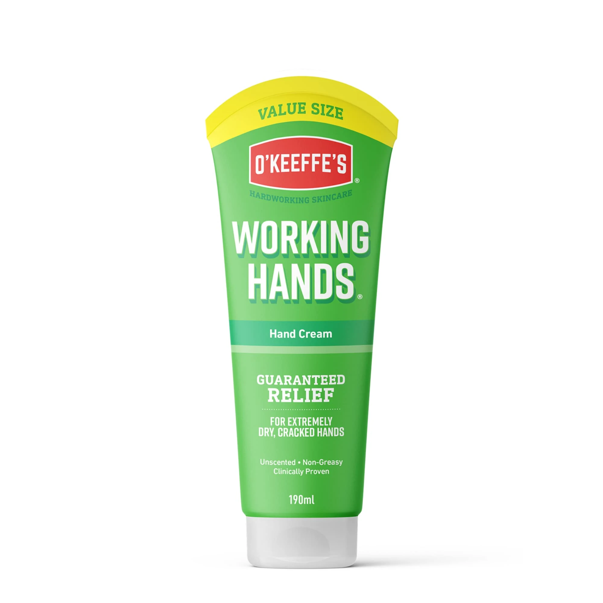 O’Keeffe’s Working Hands Value Tube, 190ml – Hand Cream for Extremely Dry, Cracked Hands | Non-Greasy, Unscented & Instantly Boosts Moisture Levels