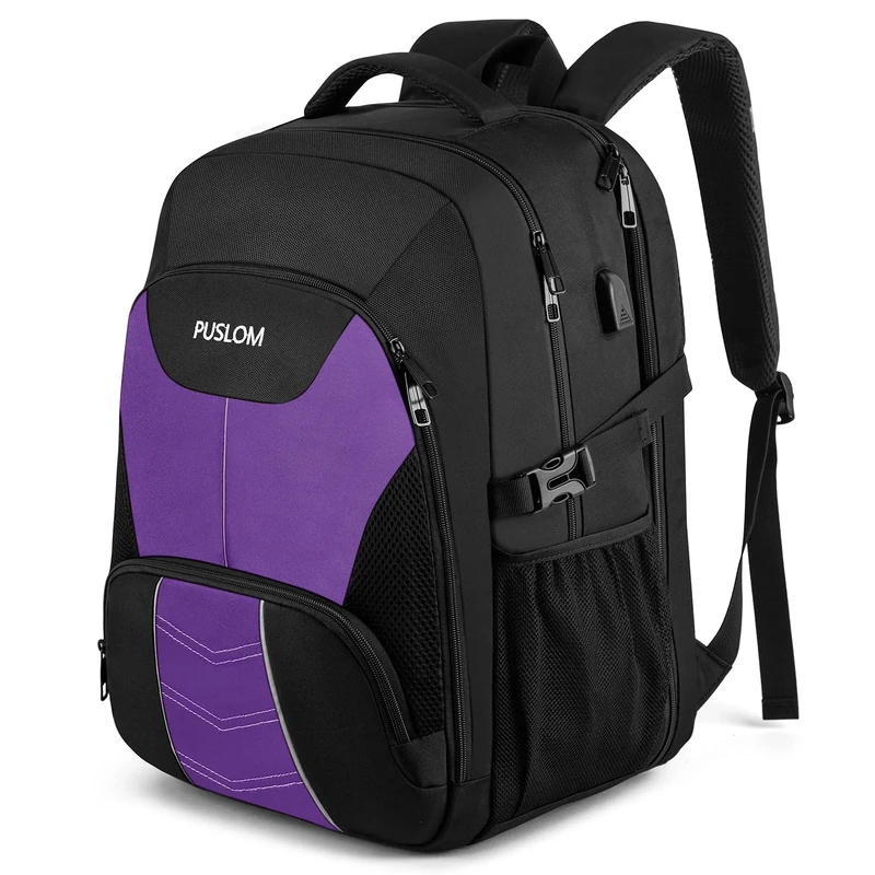 Extra Large Backpack for Women 55L,18.4Inch Travel Laptop Rucksack with USB Charging Port Big Business Carry On Backpack,TSA Flight Approved Heavy Duty Computer Bag College School Bookbag,Purple