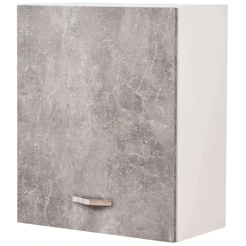 Shally Dogan Wall Mounted Kitchen Cabinet, Wooden Hanging Cabinet with Single Door 1 Shelf and 2 Compartments, Large and Durable Wall Cabinet, Concrete Grey, Dimensions 60 x 32 x 72H cm