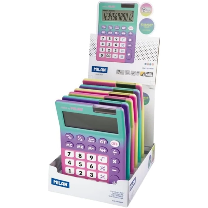 Display Box 6 Calculators 12 Digit Sunset MILAN® Series