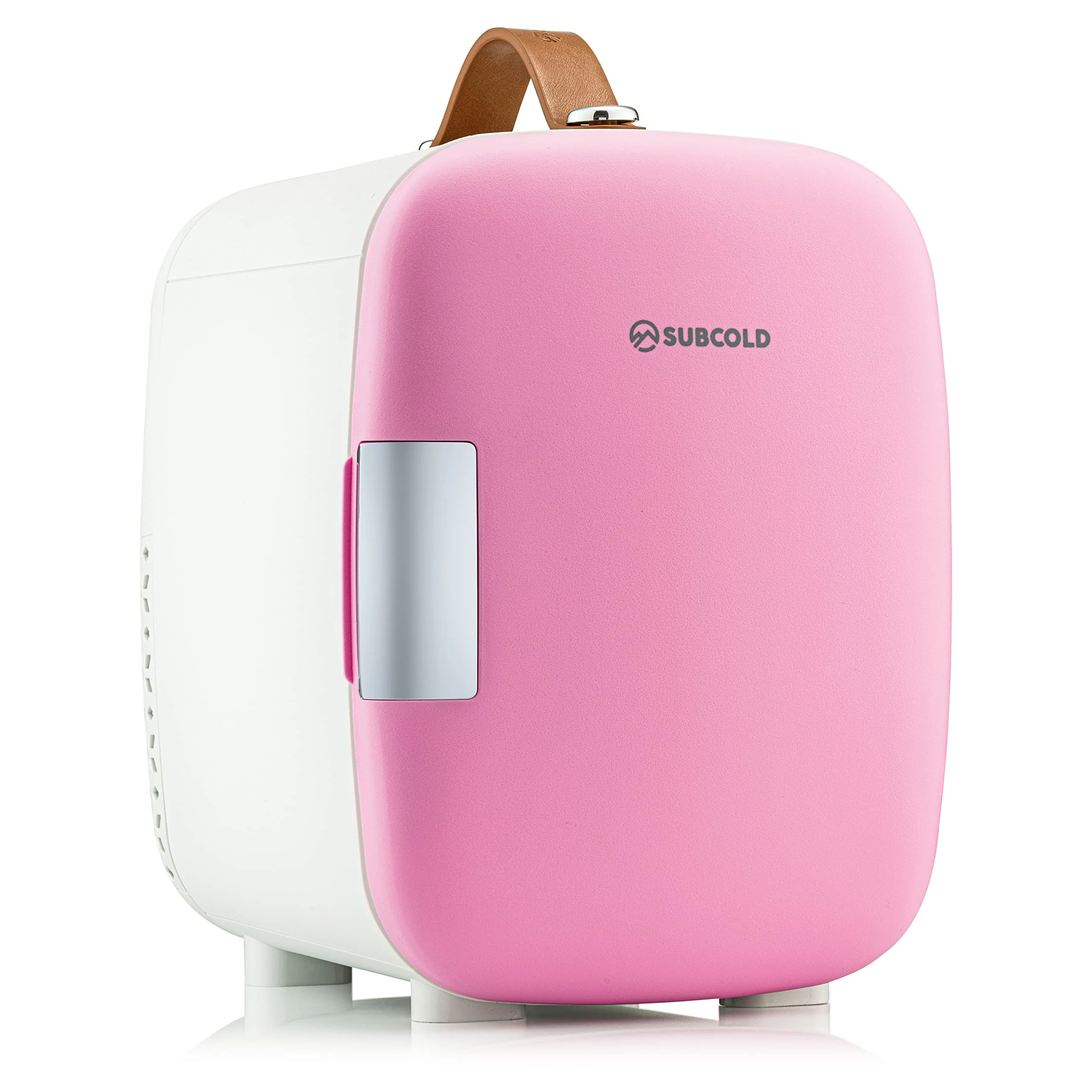 Subcold Pro4 Luxury Mini Fridge Cooler | 4 Litre / 6 Cans | AC and Exclusive USB Power Option | Portable Small Fridge for the Office, Bedroom, Car, Travel, Skincare & Cosmetics (Pink) (Renewed)