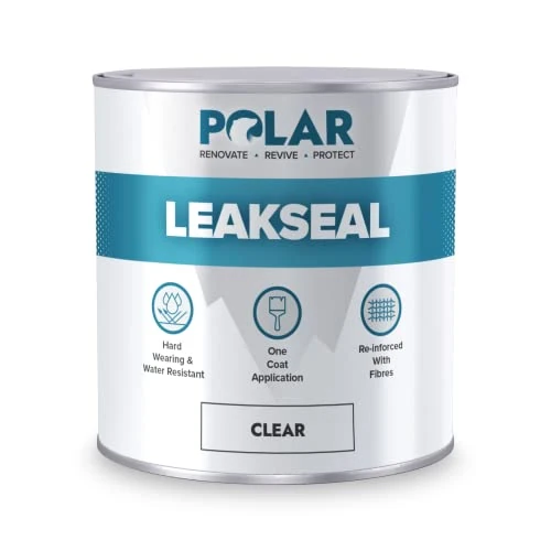Polar Premium Leak Seal Clear Paint - 250ml - Instant Waterproof Roof Sealant - Ideal for Leaks, Cracks & Roof Repair - Concrete, Brick, Metal, Drainpipes & Gutters - Easy to Apply