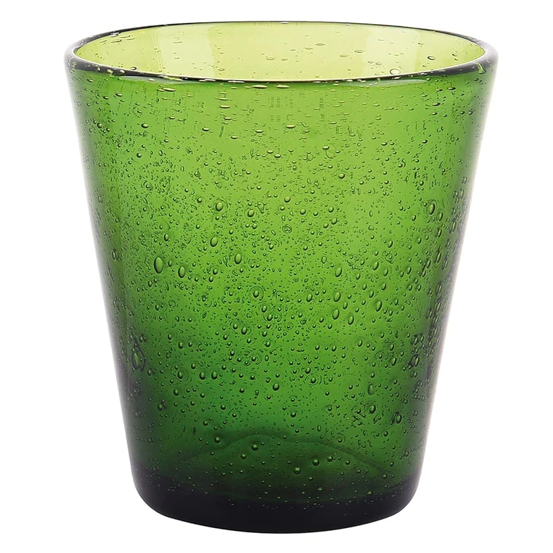 Villa d'Este Home Tivoli Set 6 Dark Green Water Glass 330 ml, Blown Glass Paste, Cancun Satin