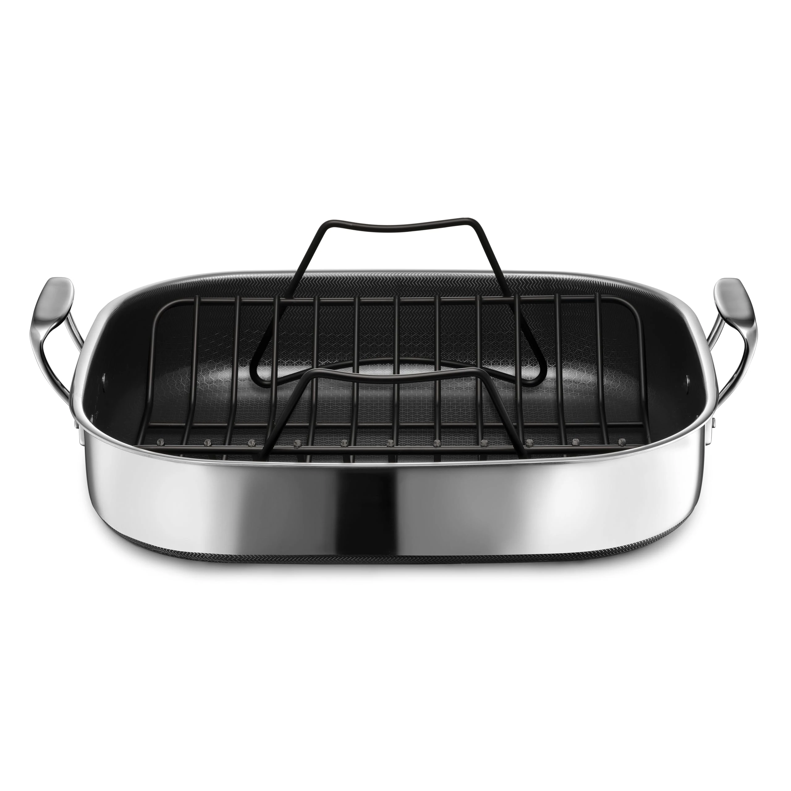 HexClad Hybrid Nonstick Large Roasting Pan with Rack, Dishwasher and Large Oven Friendly, Compatible with All Cooktops