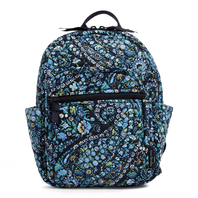 Vera Bradley Women's Cotton Small Backpack Bookbag, Dreamer Paisley - Recycled Cotton, One Size
