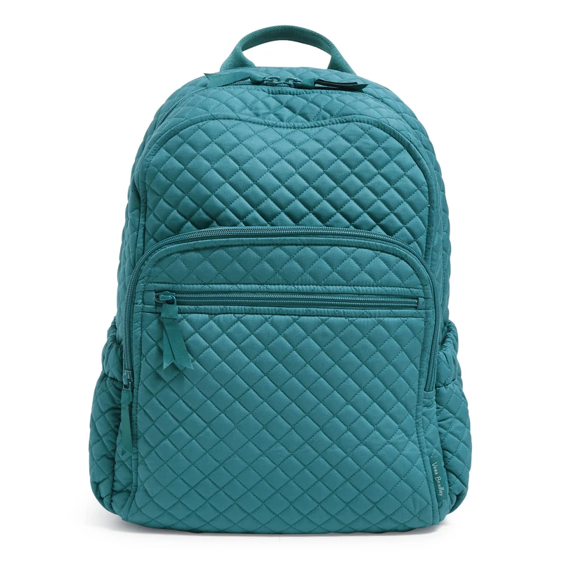 Vera Bradley Women's Microfiber Campus Backpack, Forever Green - Recycled Cotton, One Size