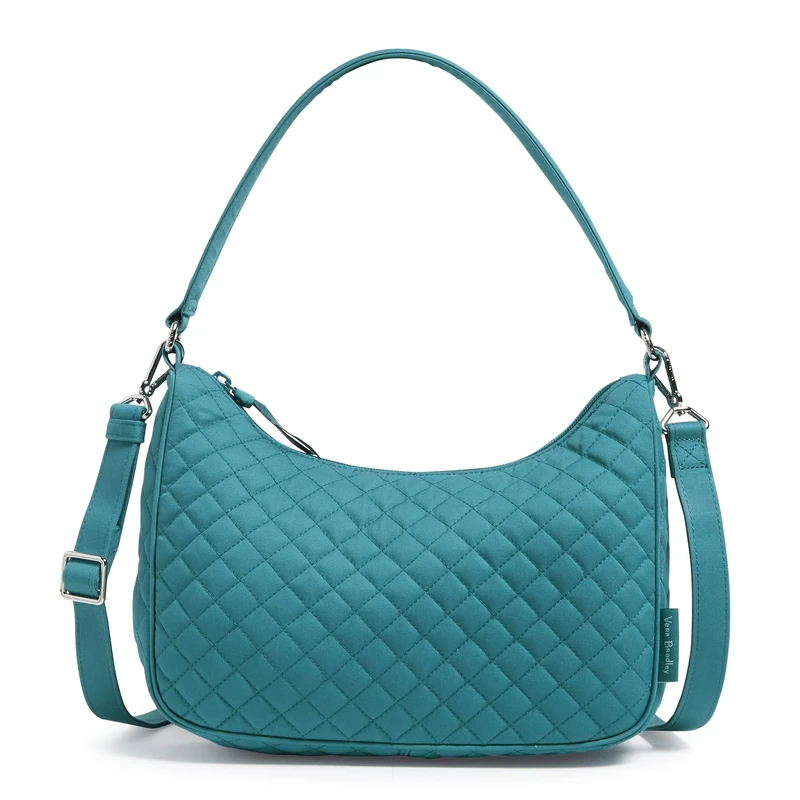 Vera Bradley Women's Frannie Crescent Crossbody Purse, Forever Green-Recycled Cotton, One Size