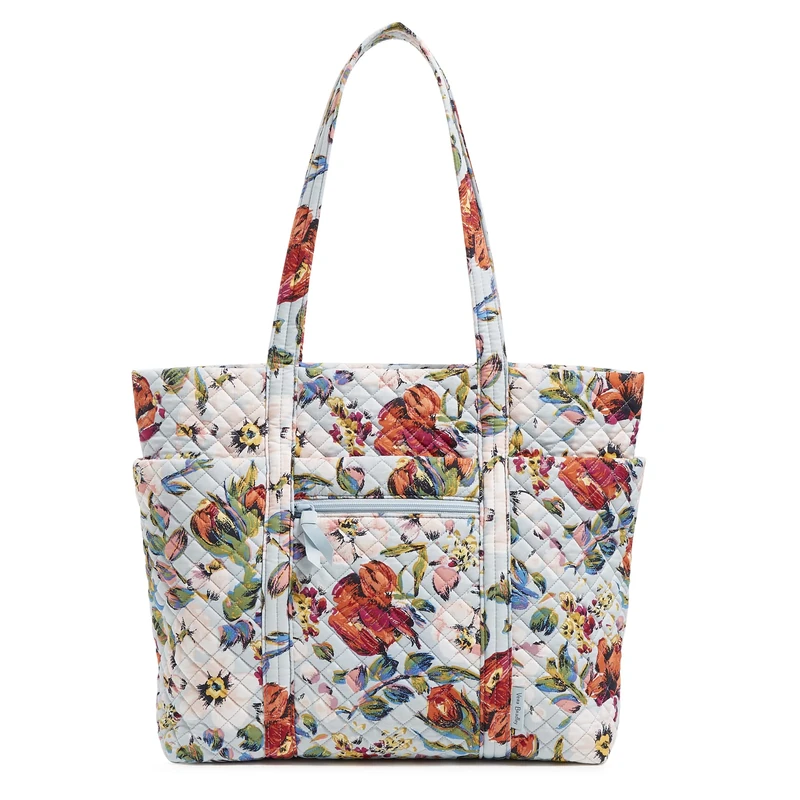 Vera Bradley Cotton Deluxe Vera Tote Bag, Sea Air Floral - Recycled Cotton, One Size