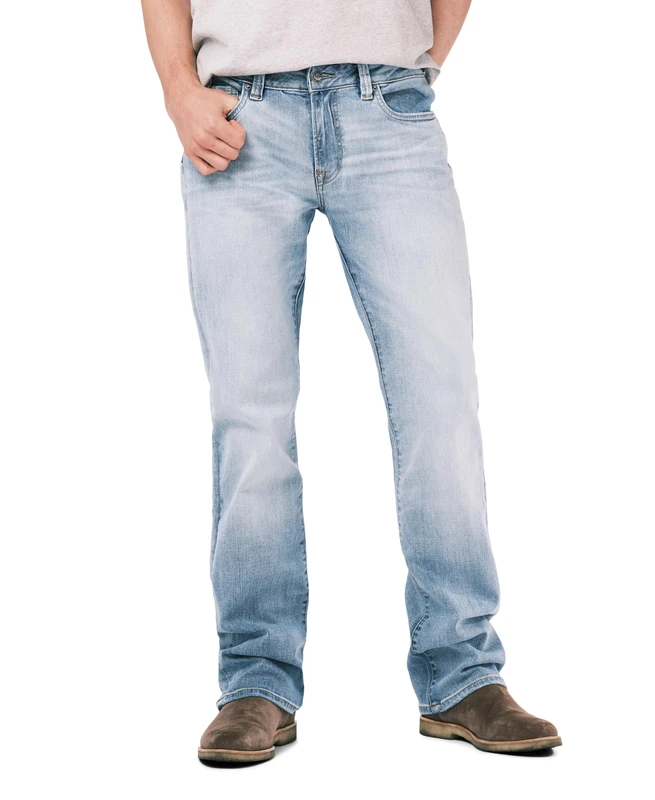 Buffalo David Bitton Men's Slim Boot King Jeans, Crinkled Mid Bluecrinkled Blue, 33W x 34L